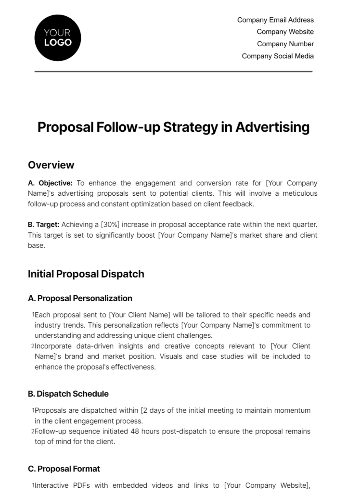 Free Proposal Follow-Up Strategy in Advertising Template