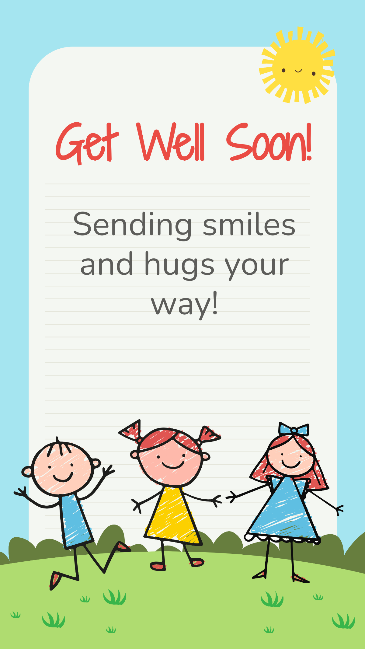 Get Well Soon Children's Card Template