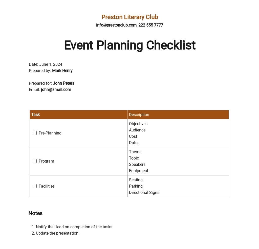 Free Event Planning Template Word Doc