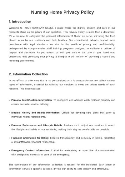 Free Nursing Home Privacy Policy Template to Edit Online