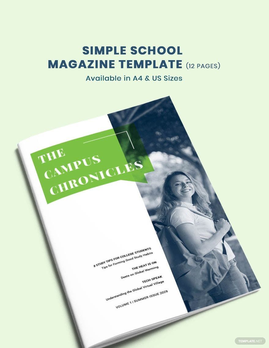 Simple School Magazine Template in InDesign, Word, Publisher, Pages - Download | Template.net