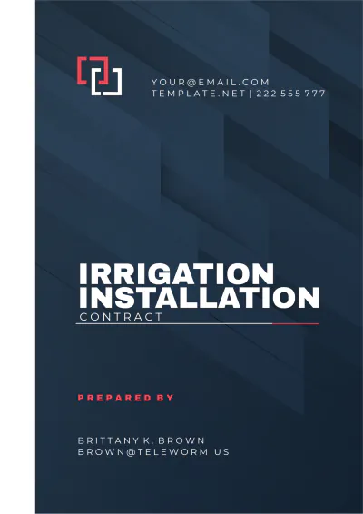 Free Irrigation Installation Contract Template to Edit Online