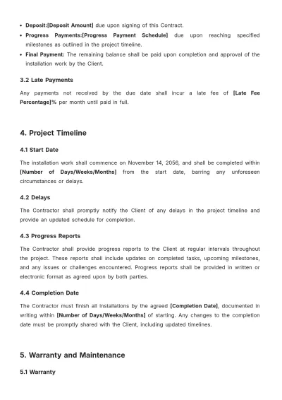 Free Irrigation Installation Contract Template to Edit Online