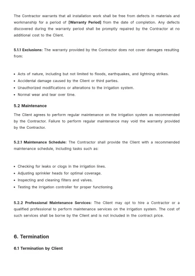 Free Irrigation Installation Contract Template to Edit Online
