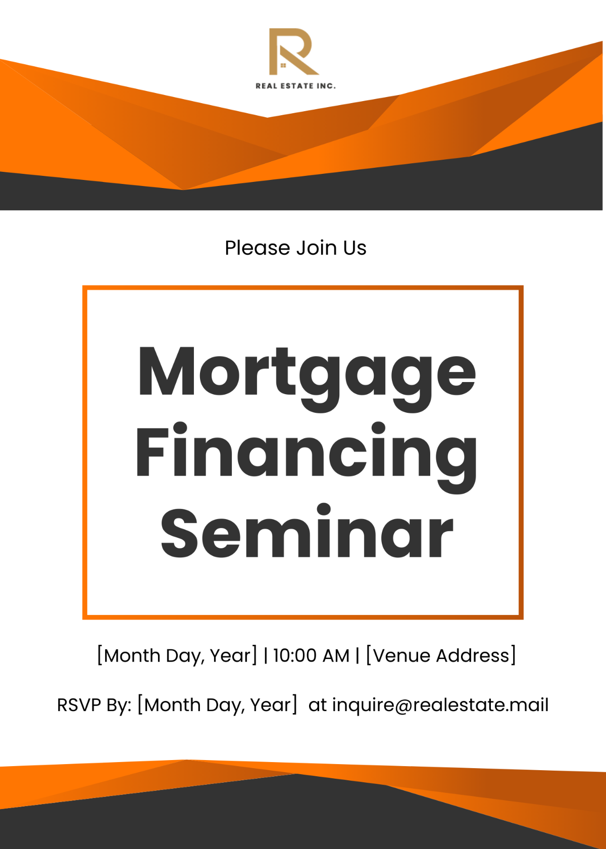 Free Mortgage Financing Seminar Invitation Card Template