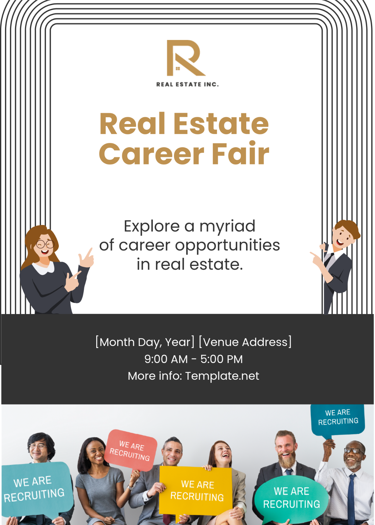 Free Real Estate Career Fair Invitation Card Template to Edit Online