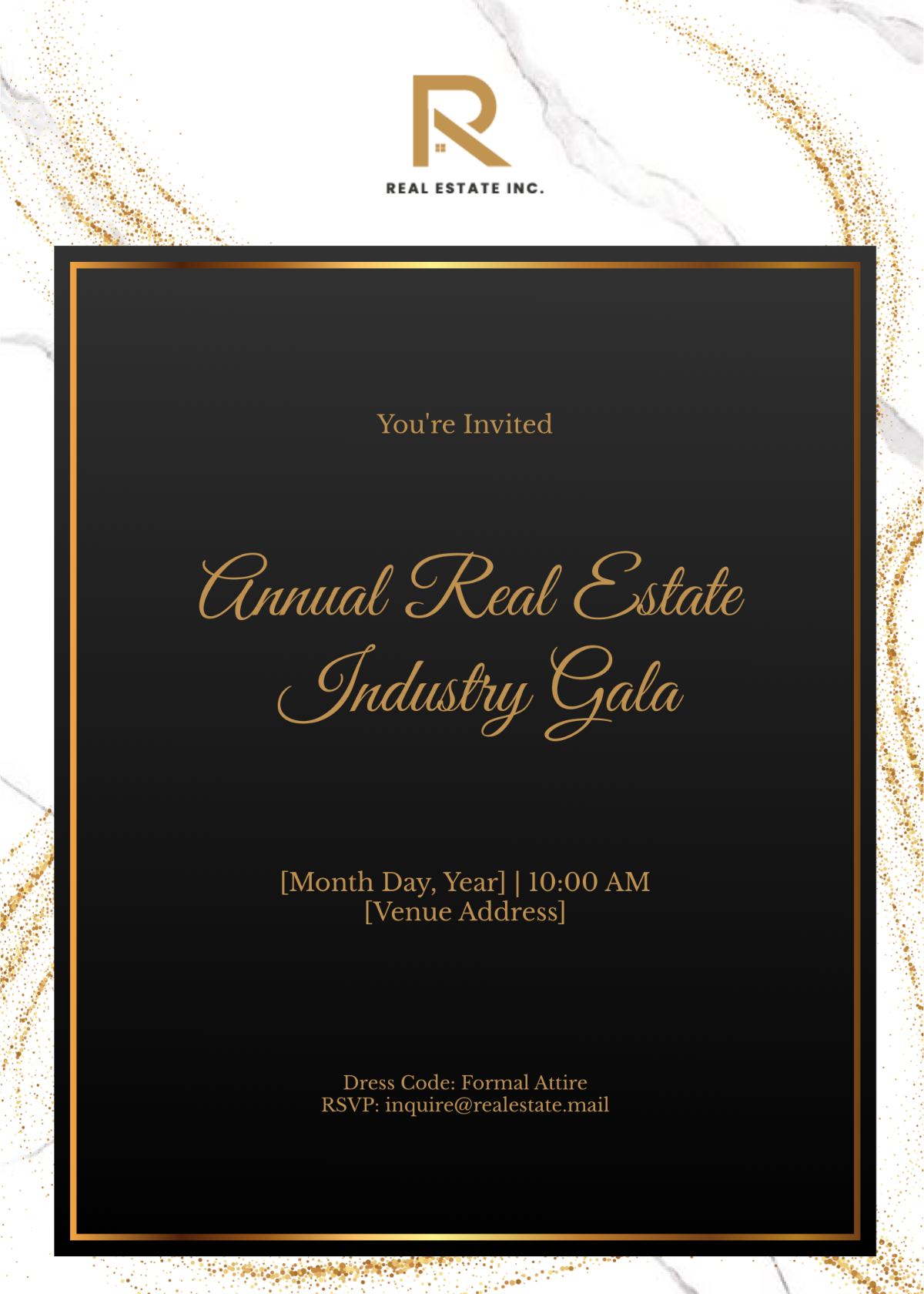 Free Annual Real Estate Industry Gala Invitation Card Template