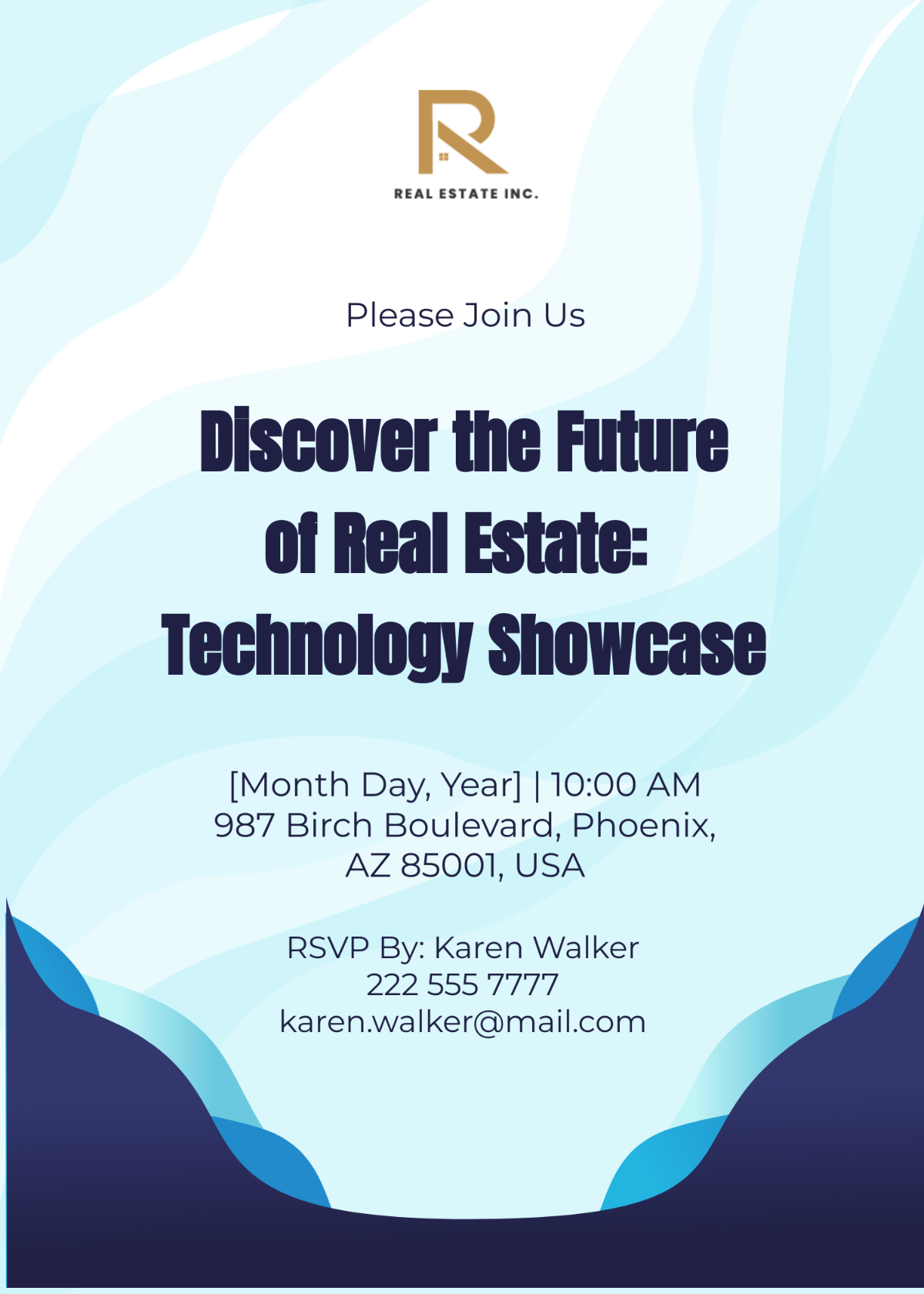 Real Estate Technology Showcase Invitation Card Template - Edit Online & Download