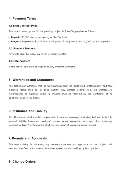 Free Exterior Painting Contract Template to Edit Online