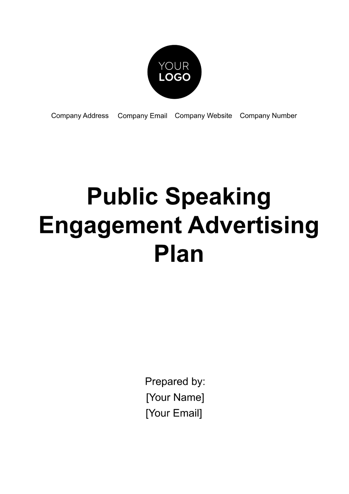 Public Speaking Engagement Advertising Plan Template