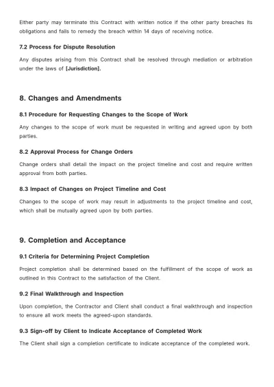 Free Painting Contractor Contract Template to Edit Online