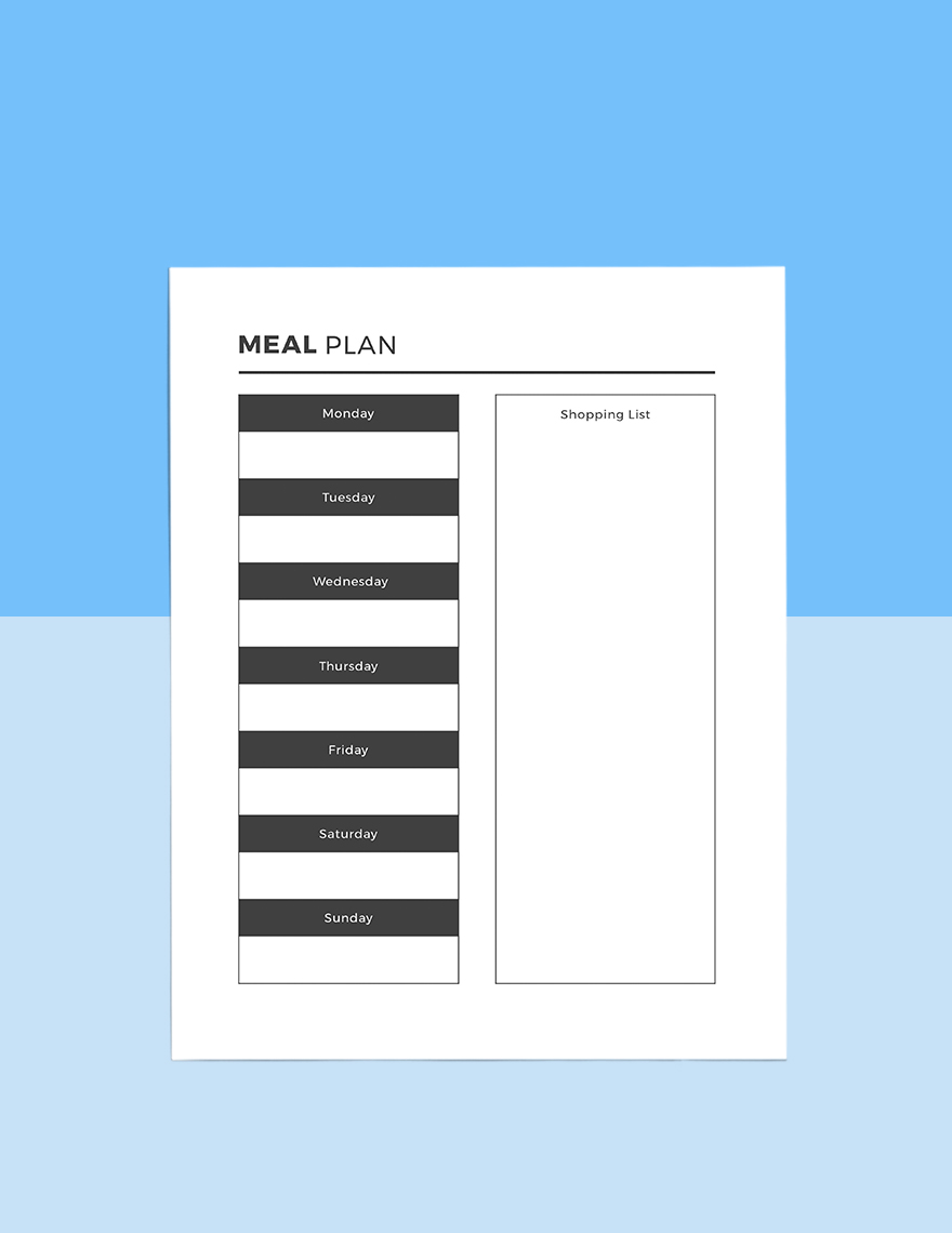 Printable Menu Planner Format