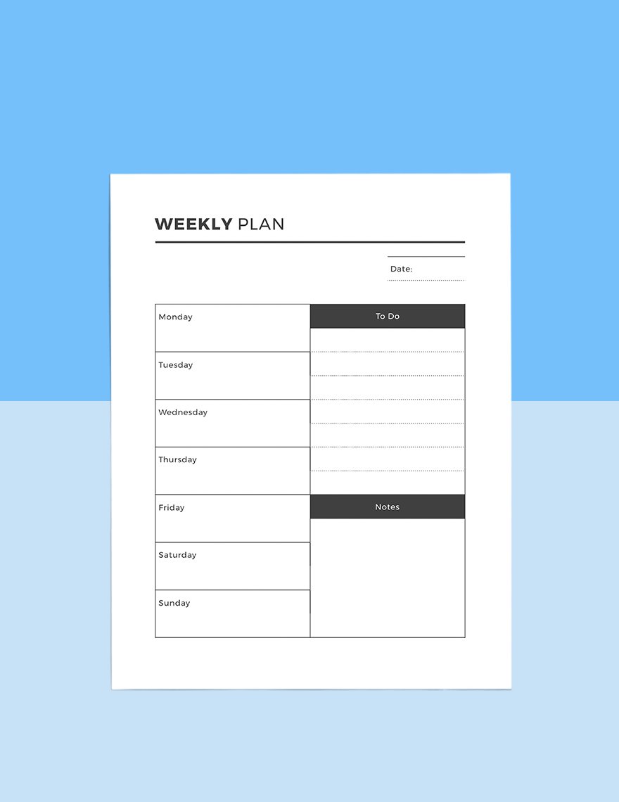 Sample Printable Menu Planner