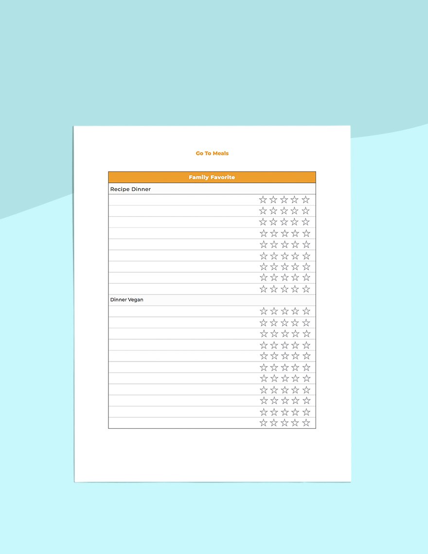 Simple menu planner Sample