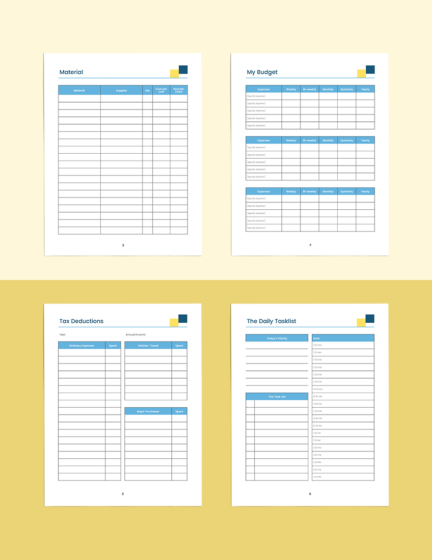 Printable Business Planner Template