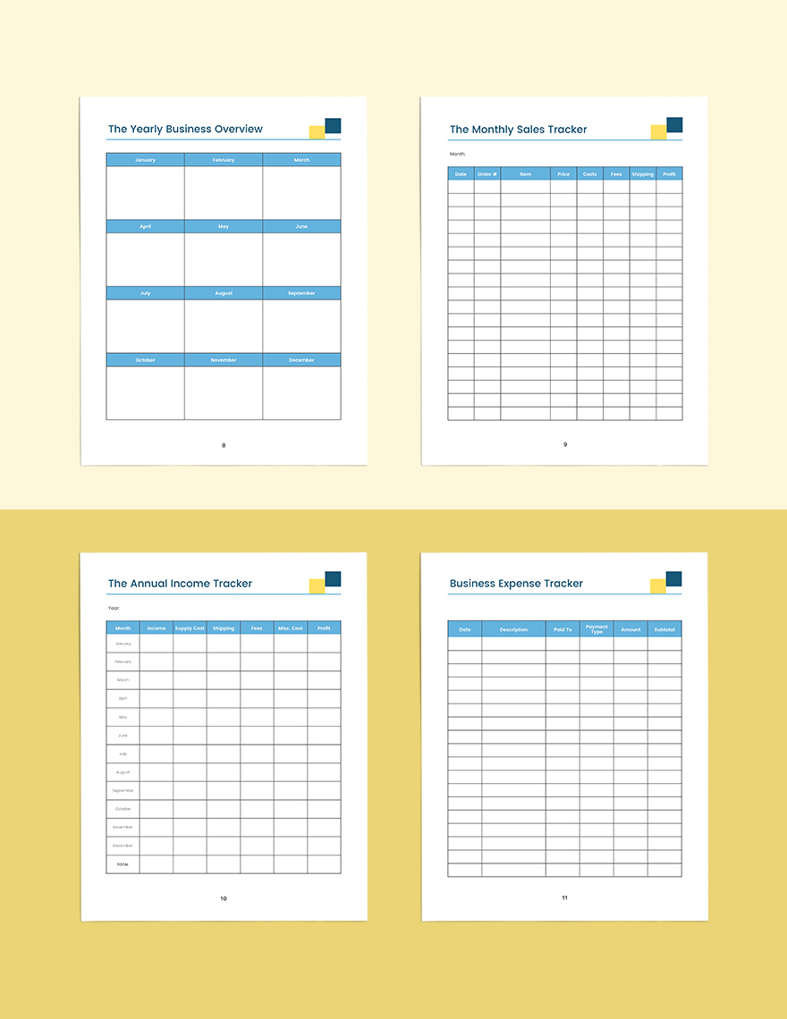 Printable Business planner Example