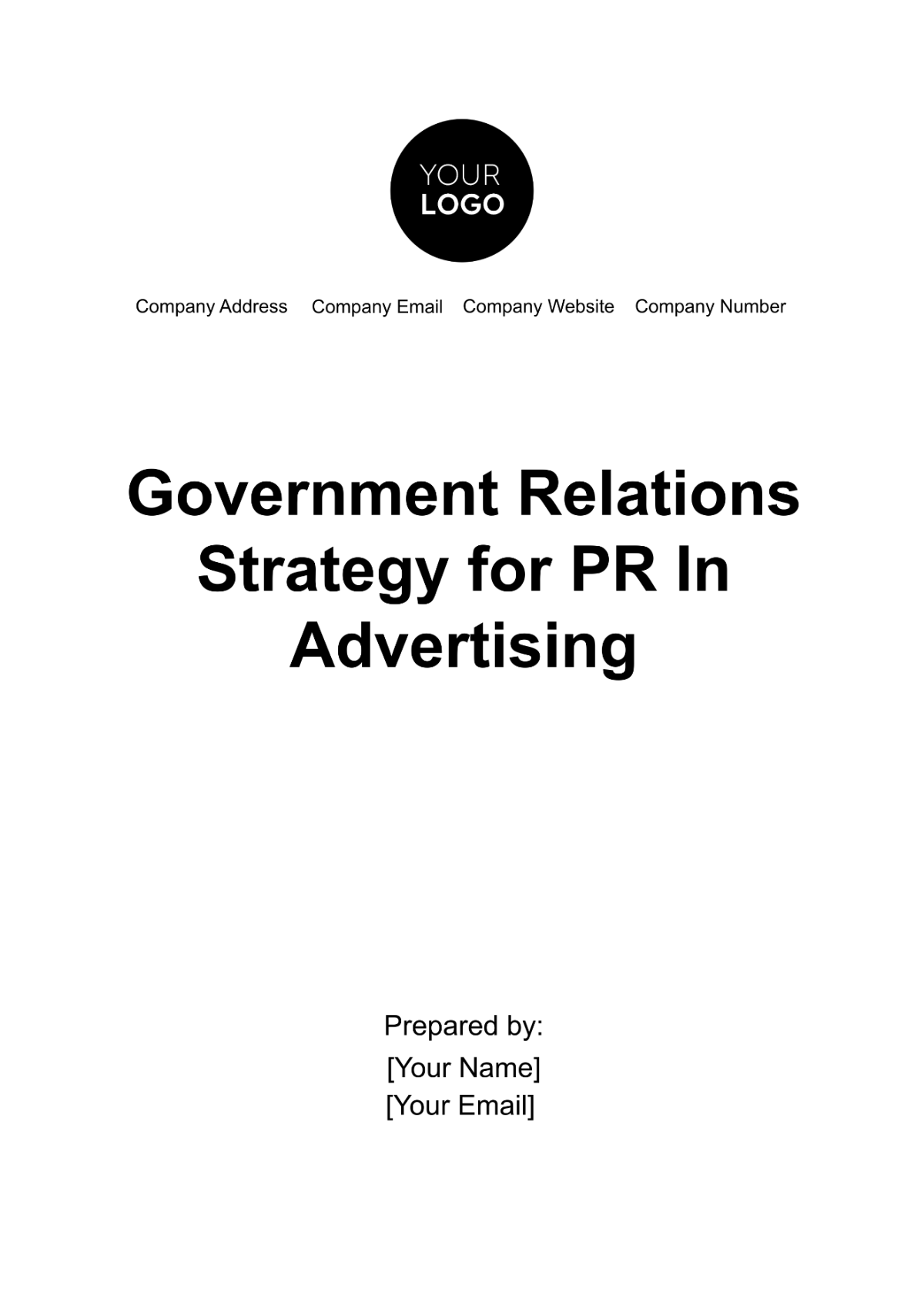 Government Relations Strategy for PR in Advertising Template
