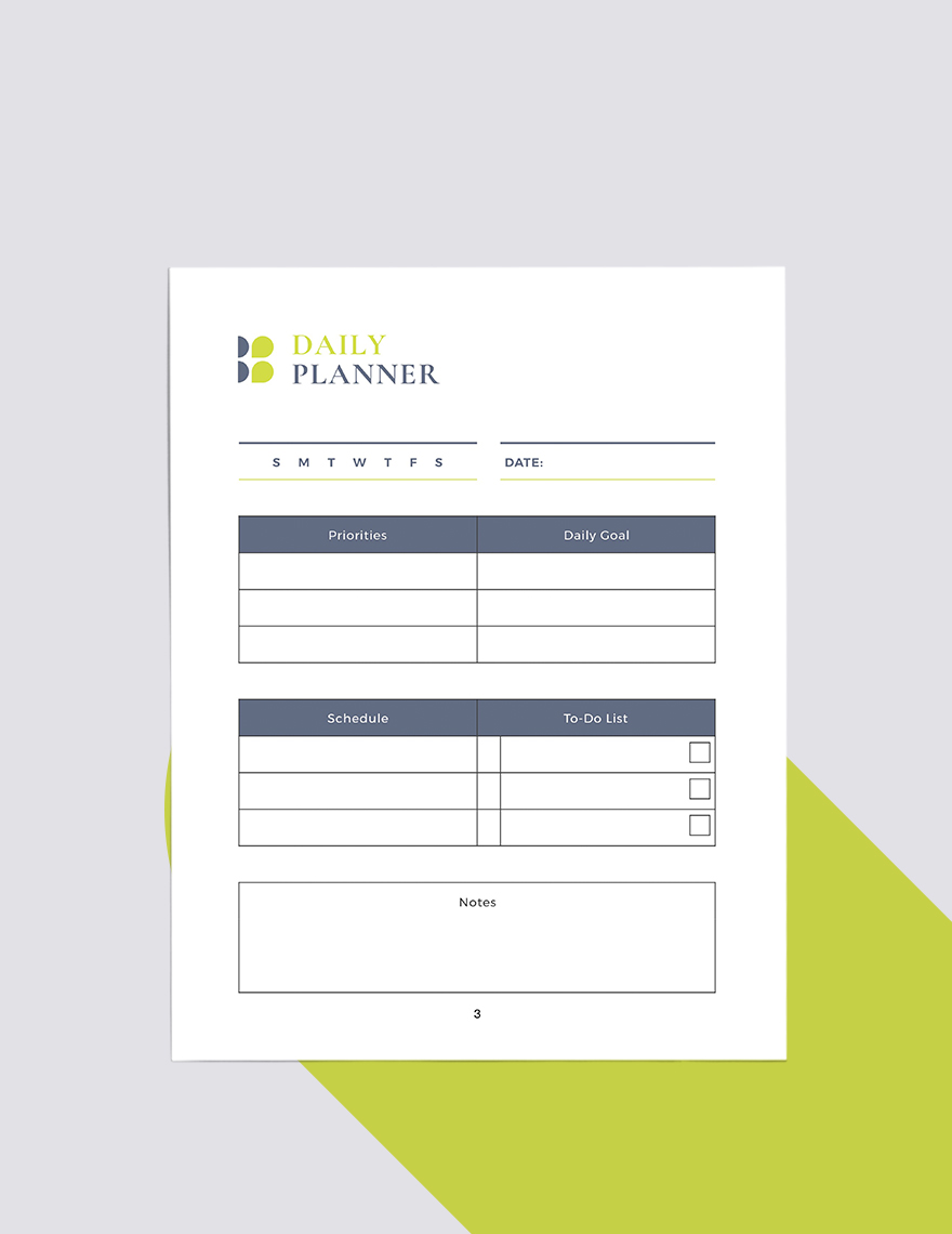 Sample Business Planner Template