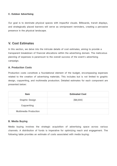 Free Large-Scale Event Budget Advertising Report Template to Edit Online