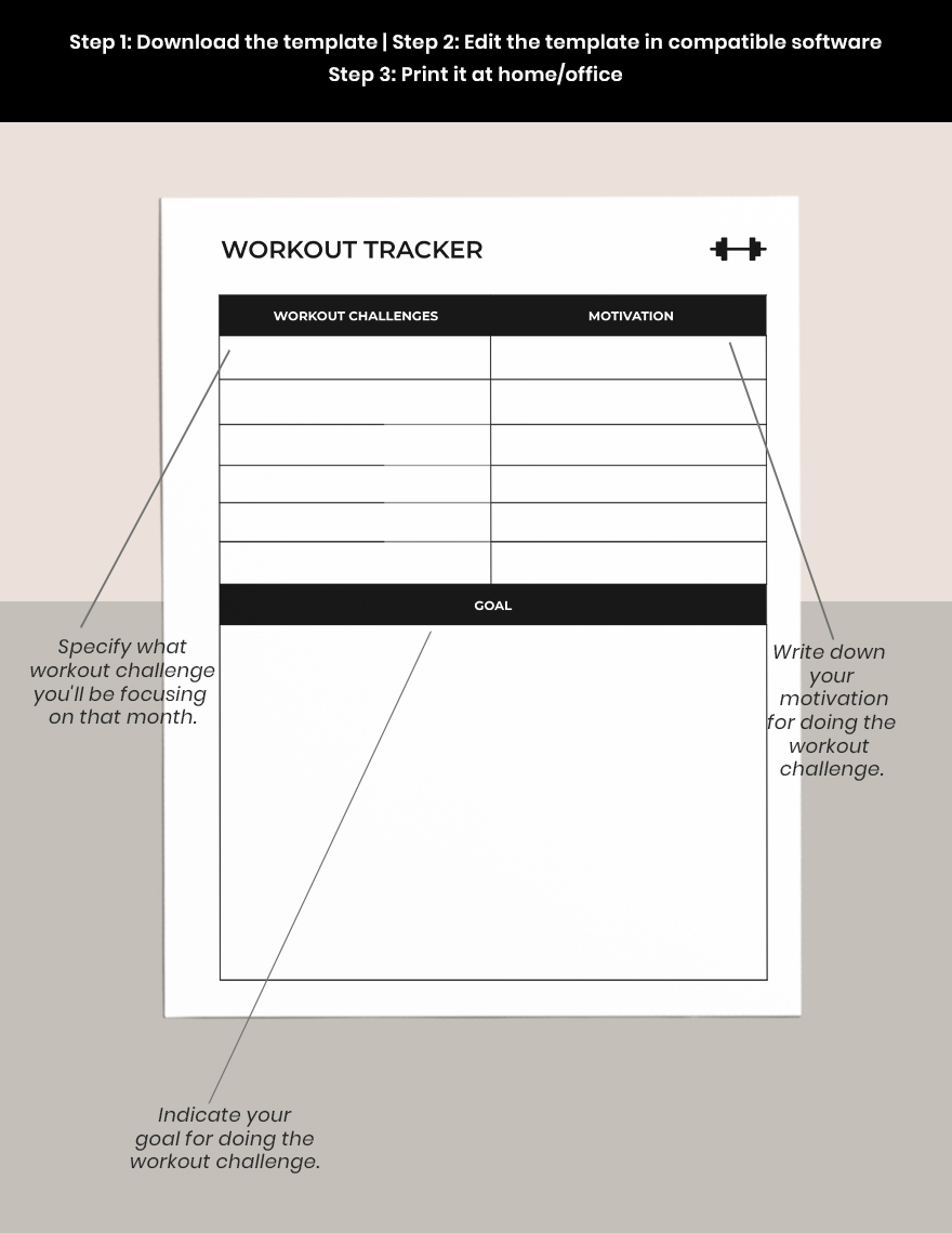 Minimalist Workout Planner Template