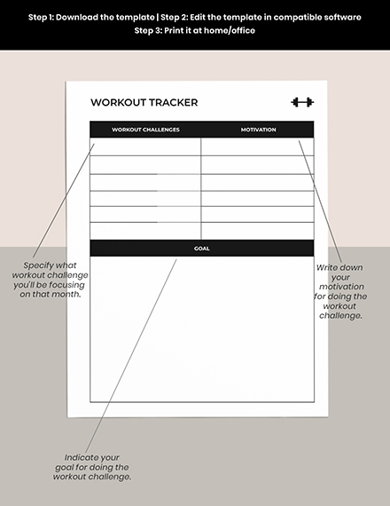 Minimalist Workout Planner Template Printable