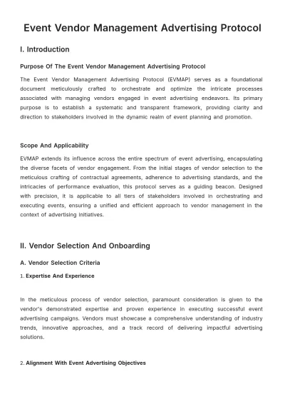 Free Event Vendor Management Advertising Protocol Template to Edit Online