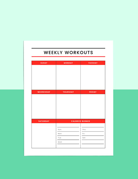 Printable workout planner Download