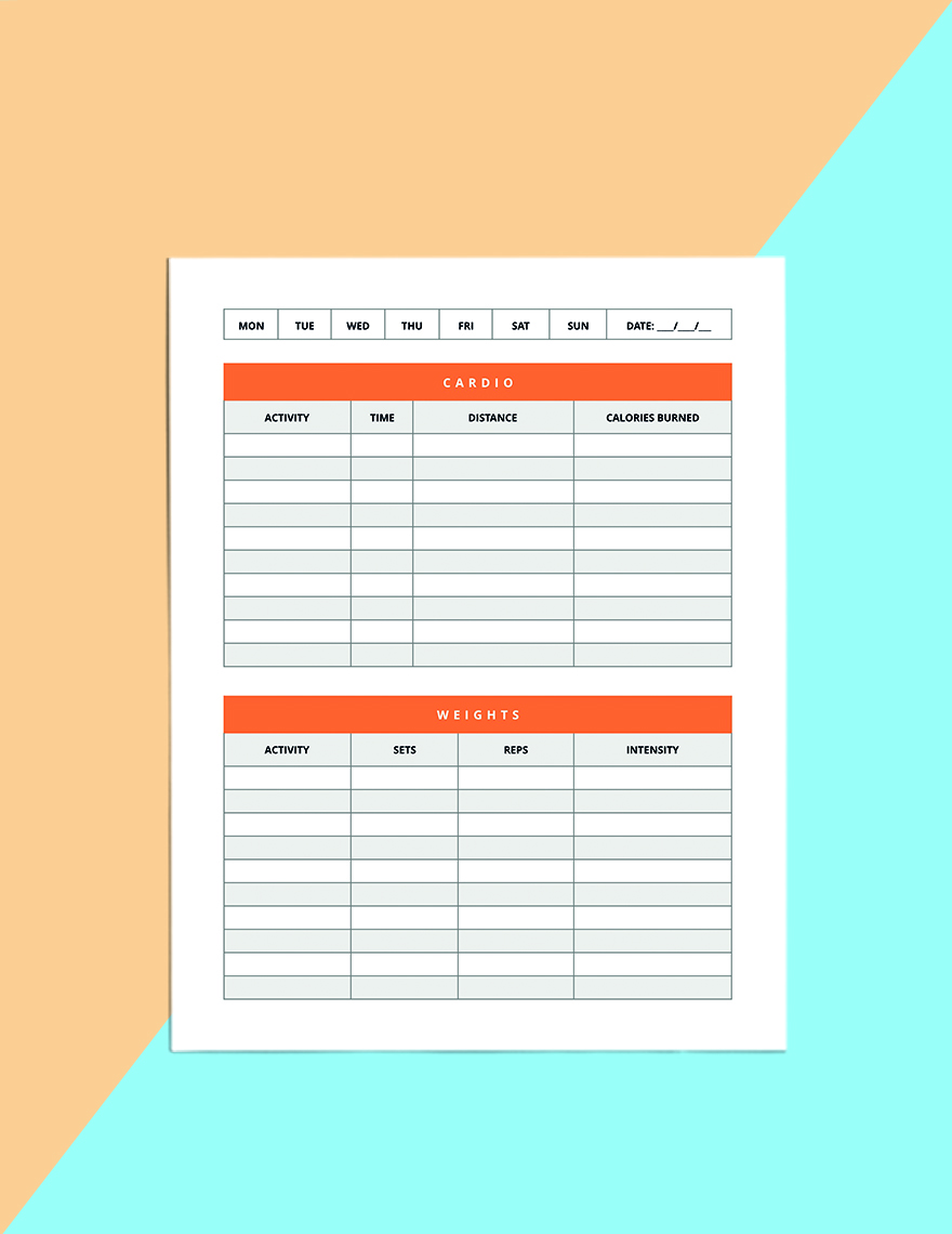 Daily Workout Planner Template