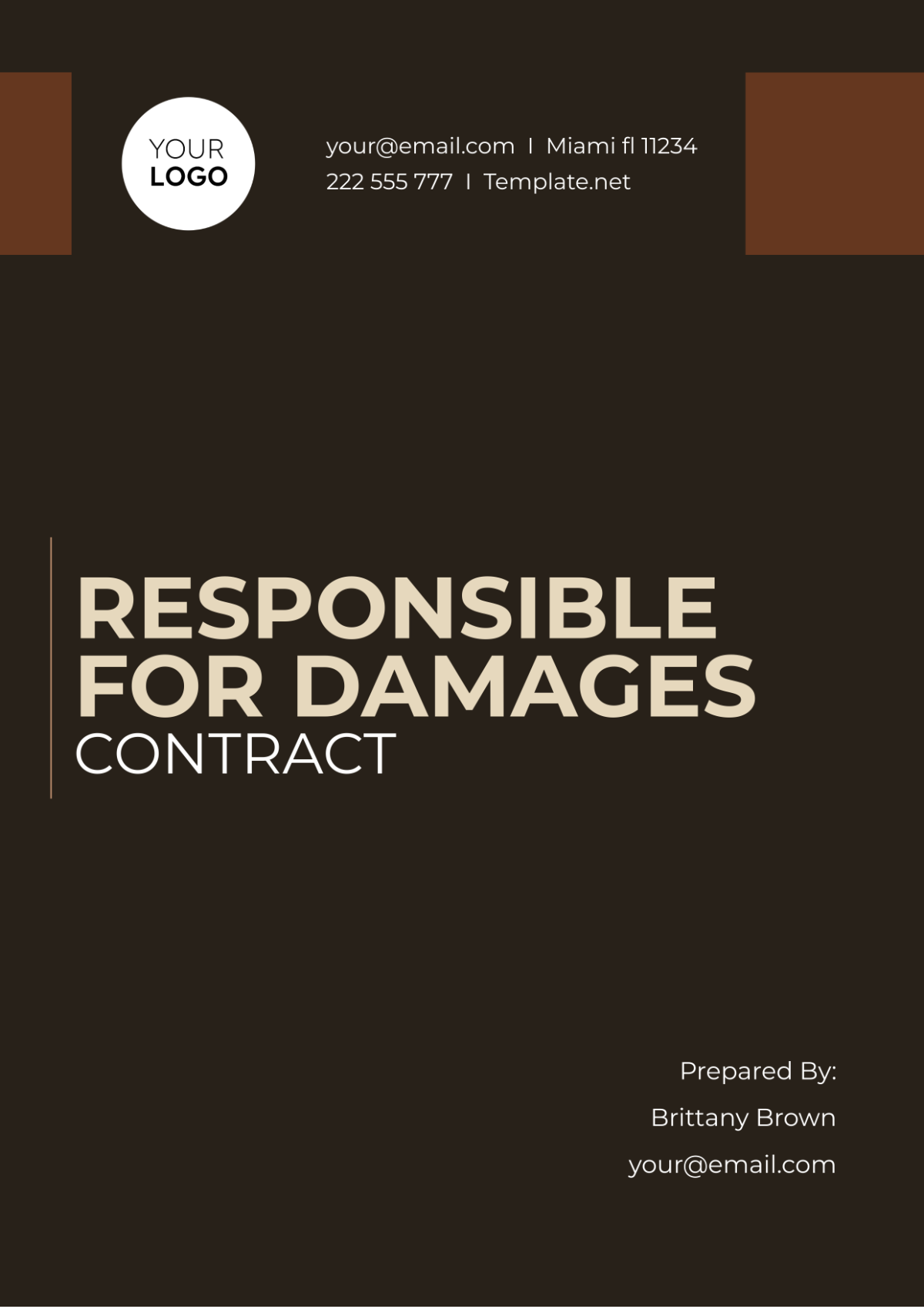 Responsible For Damages Contract Template