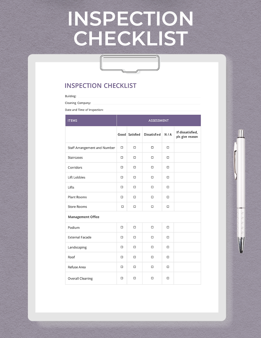 Inspection Checklist Template