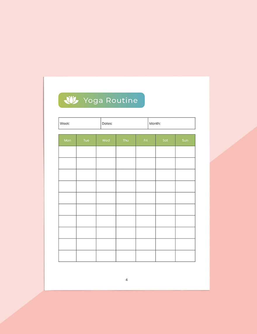 Printable Yoga Meditation Planner Schedule