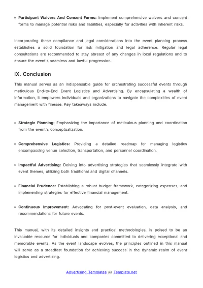 Free End-to-End Event Logistics Advertising Manual Template to Edit Online