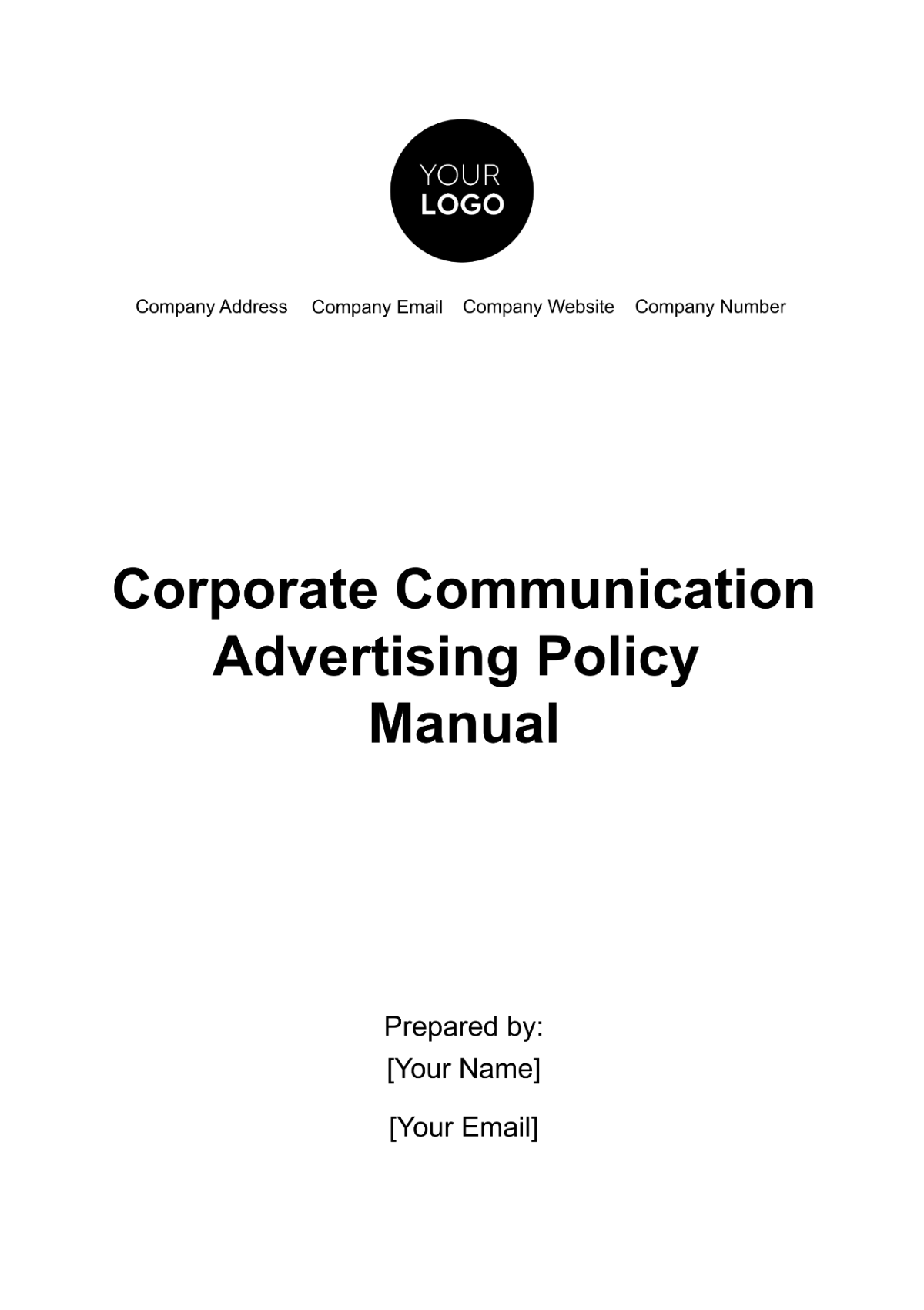 Free Corporate Communication Advertising Policy Manual Template