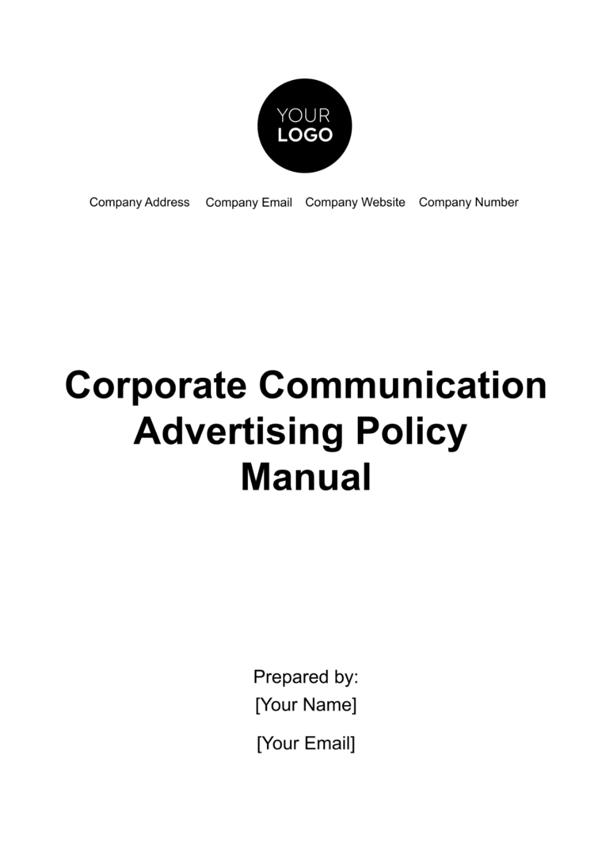 Corporate Communication Advertising Policy Manual Template - Edit Online & Download