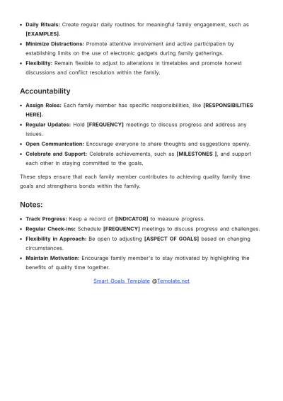 Free SMART Goals Template for Family to Edit Online