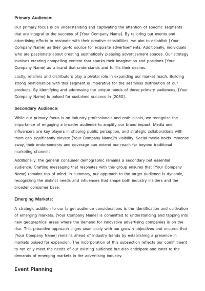 Free Event Management and Publicity Advertising Playbook Template to Edit Online
