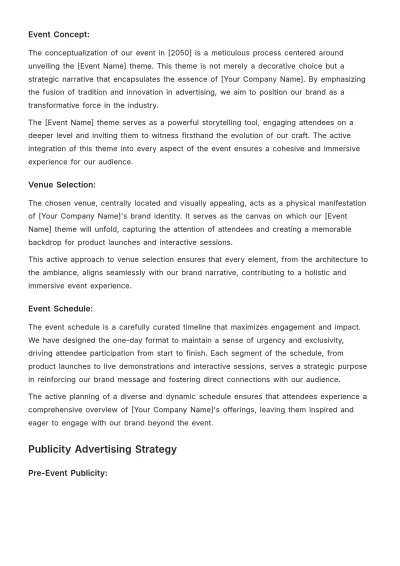 Free Event Management and Publicity Advertising Playbook Template to Edit Online
