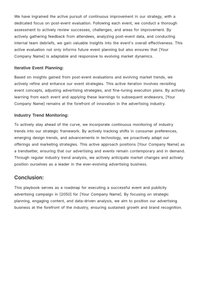 Free Event Management and Publicity Advertising Playbook Template to Edit Online