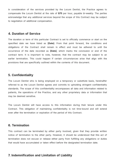 Free Locum Dentist Contract Template to Edit Online