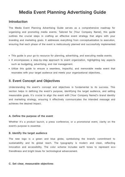 Free Media Event Planning Advertising Guide Template to Edit Online
