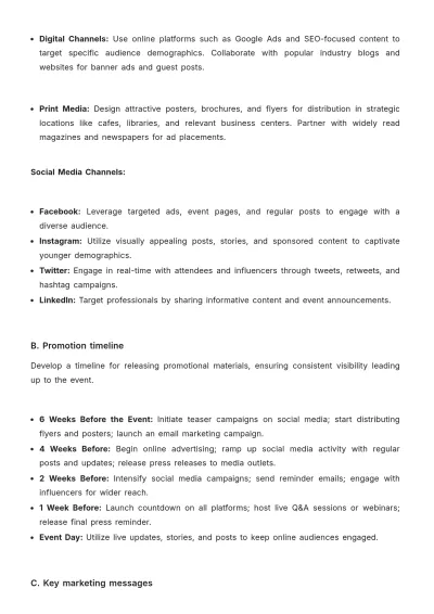 Free Media Event Planning Advertising Guide Template to Edit Online