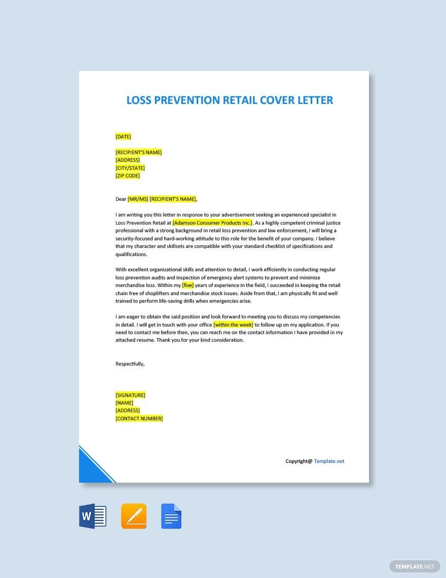 Loss Prevention Retail Cover Letter