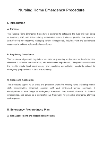 Free Nursing Home Emergency Procedure Template to Edit Online