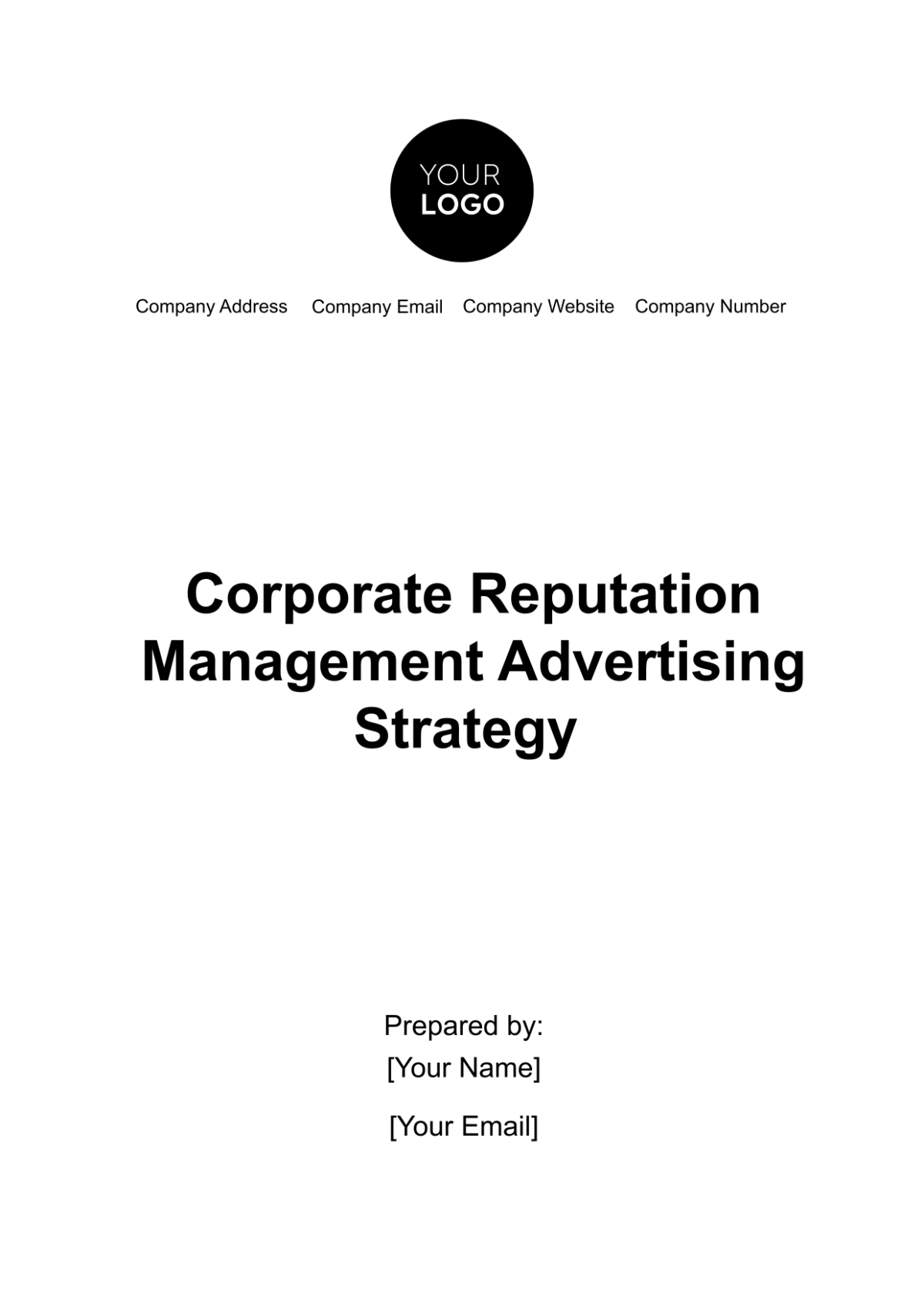 Corporate Reputation Management Advertising Strategy Template