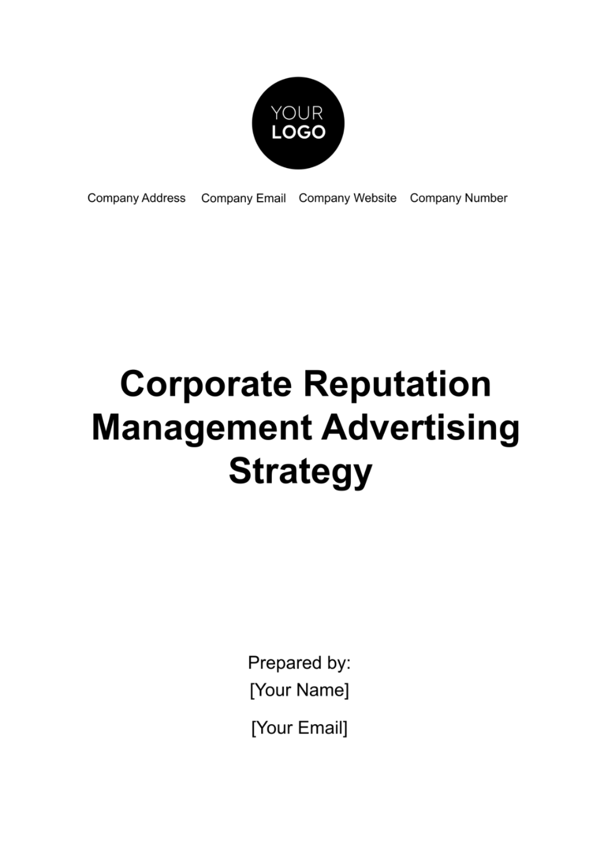 Corporate Reputation Management Advertising Strategy Template - Edit Online & Download