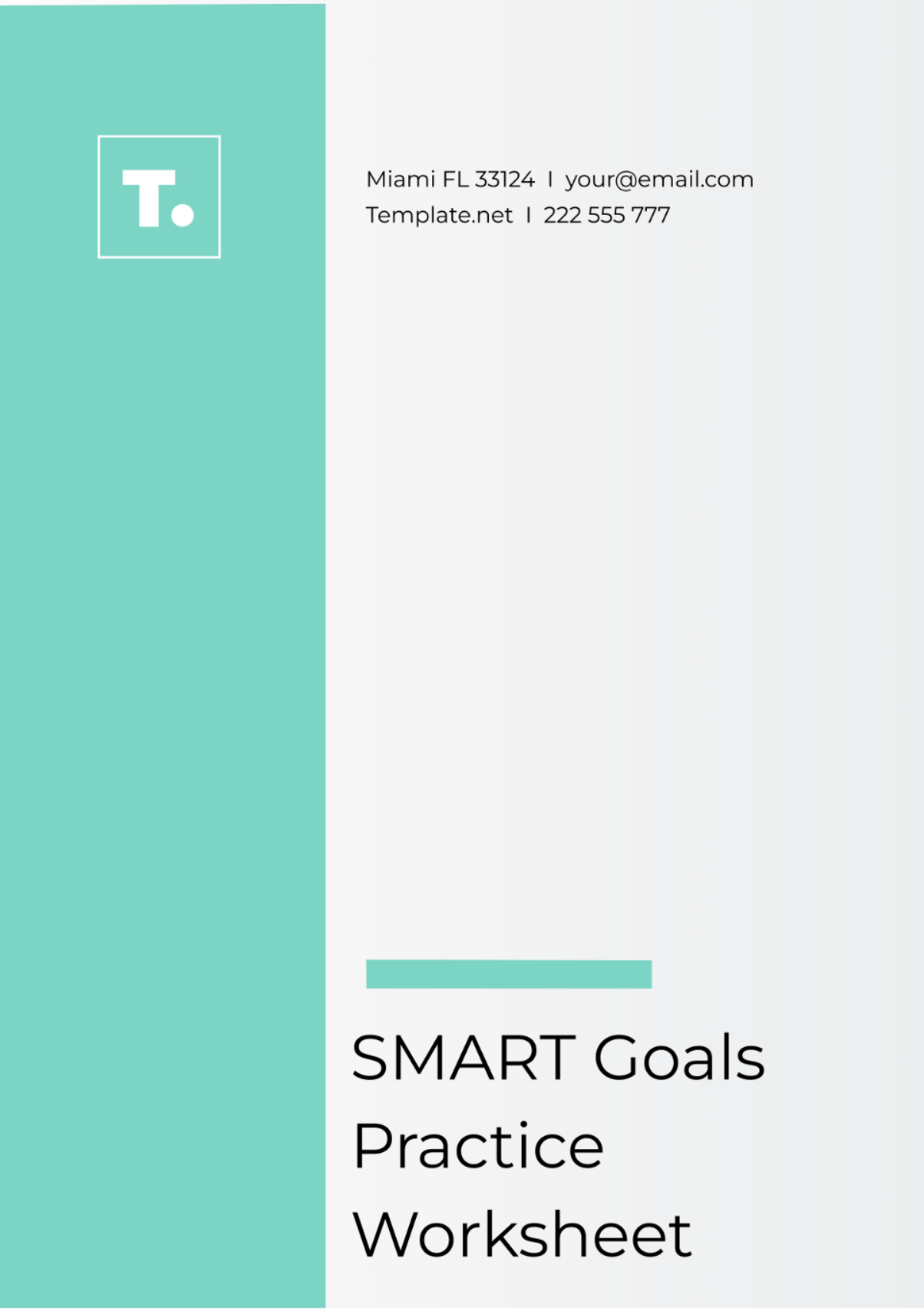SMART Goals Practice Worksheet Template