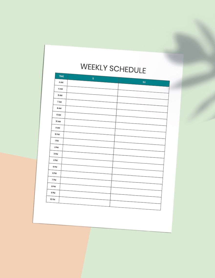 Hourly Schedule Planner Template