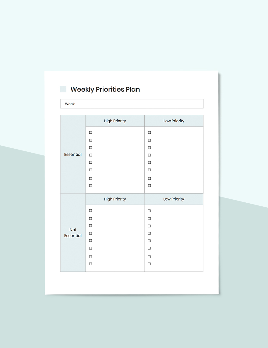 Sample Weekly Schedule Planner Template
