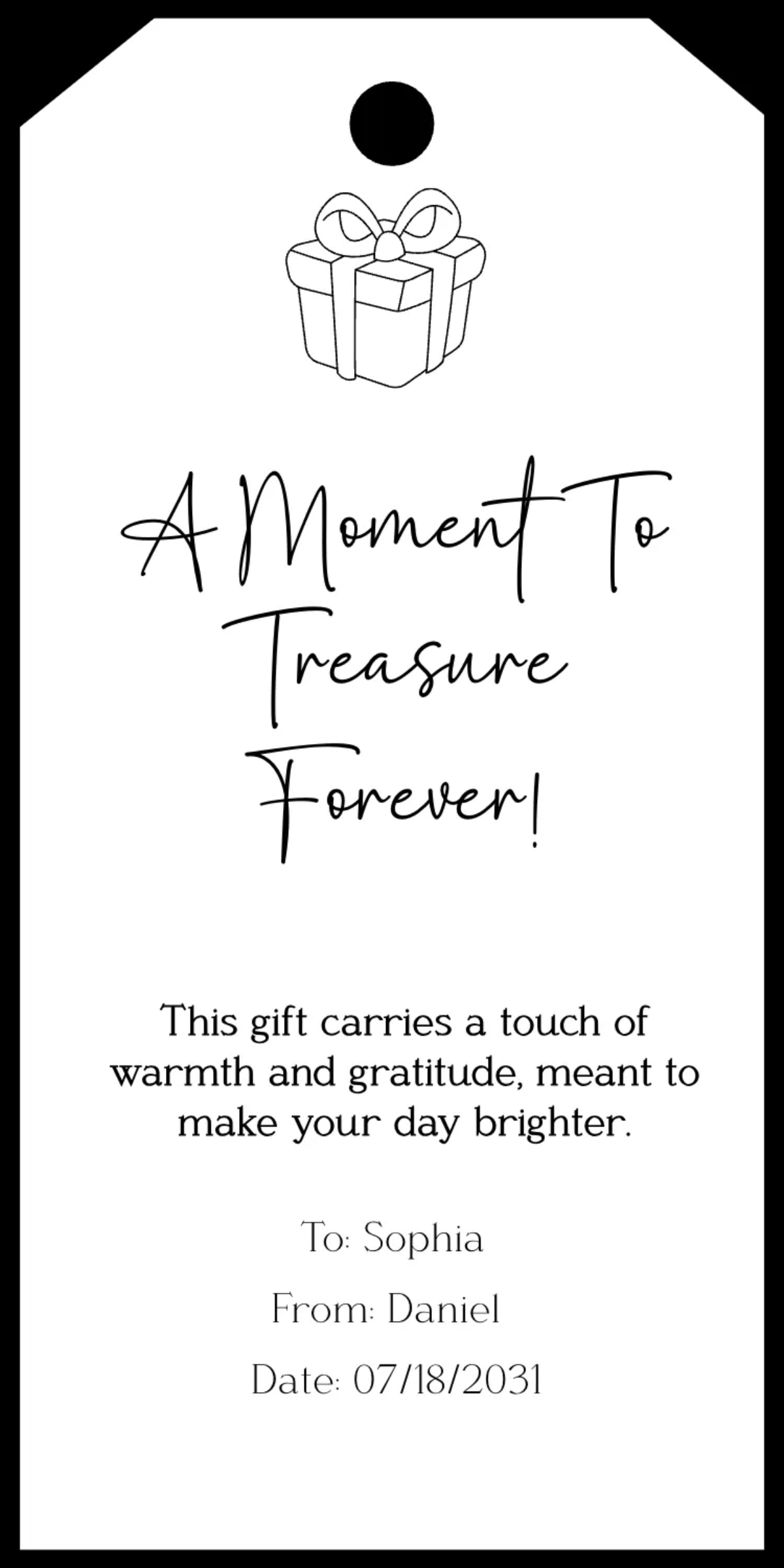 Free Black and White Gift Tag Template to Edit Online