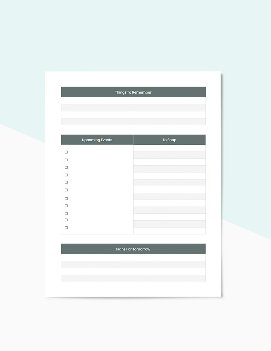 Family Schedule Planner Template